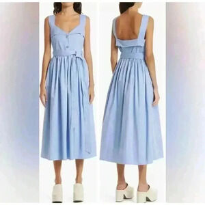 Stine Goya Organic Cotton Stina Midi Dress XS 0 2 Belted Jewel Hydrangea $390